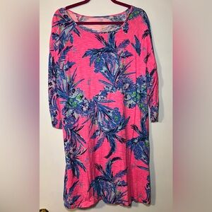 Lilly Pulitzer Surfcrest Dress Tiki Pink Out On a Limb Size XL GUC